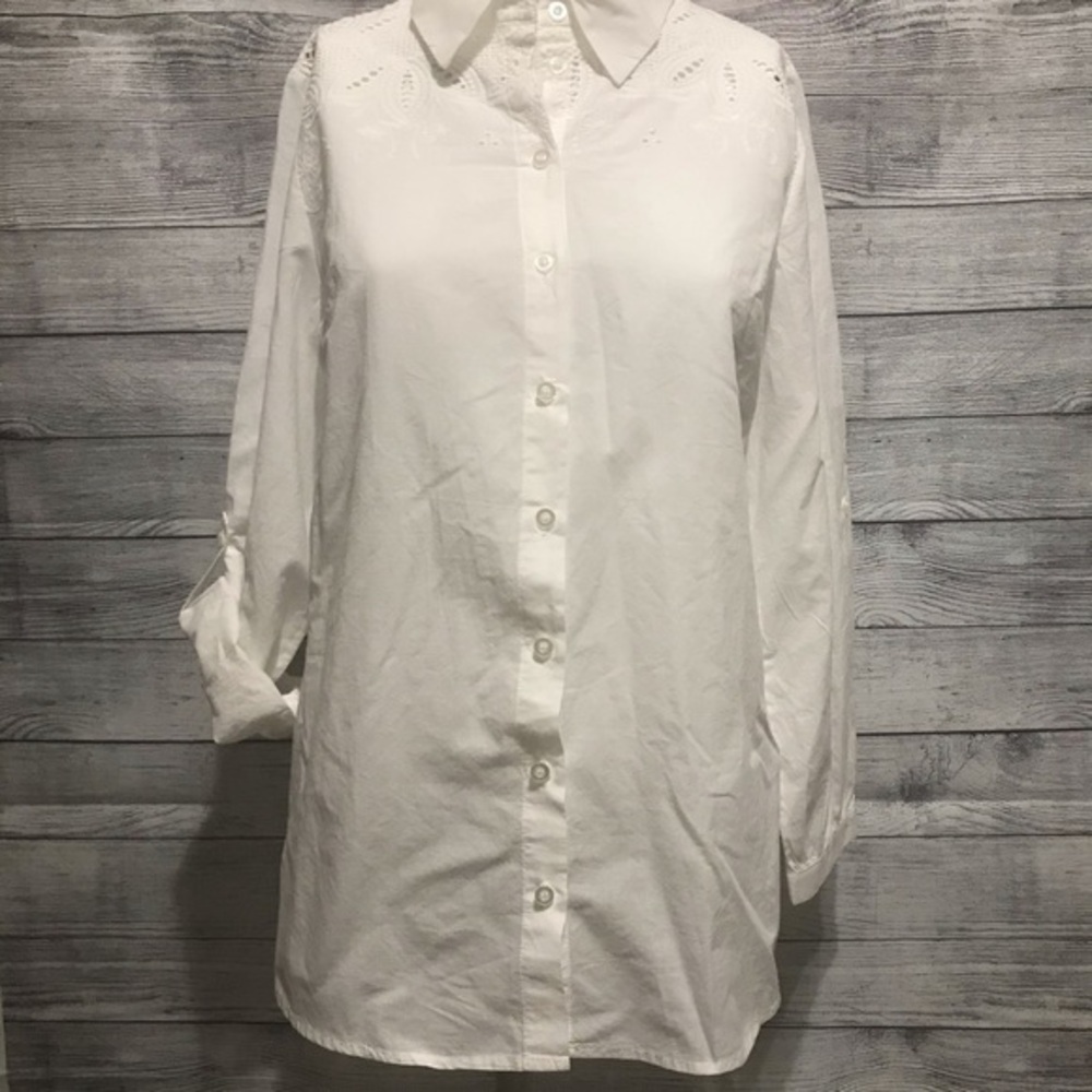 Soft Surroundings White Button Down Eyelet…